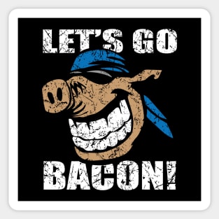 Funny Let's Go Bacon Hog Design Parody Sticker